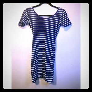 Blue and white stripped dress